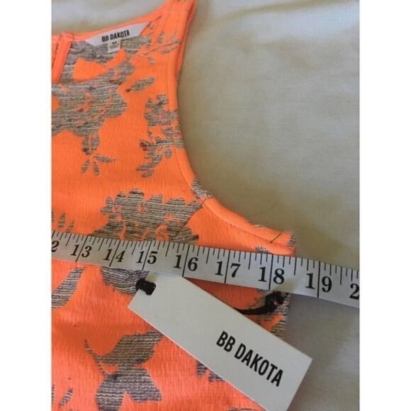 Anthropologie BB Dakota Womens Top Sz Medium Orange Gray Keyhole Zipper Textured - Picture 10 of 12